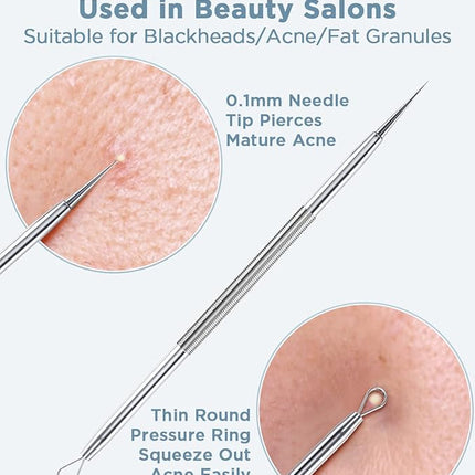 BESTOPE Blackhead Remover Blackhead Removal Pimple Comedone Extractor Tool - Treatment for Blemish Whitehead Popping Zit Removing with Metal Case (Silver)