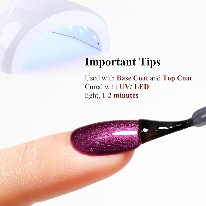 Pearl Wine Purple Glitter Gel Nail Polish - Sparkle Shimmer Fall Winter Soak Off LED UV Gel Nail Polish for Art DIY Manicure 15ML