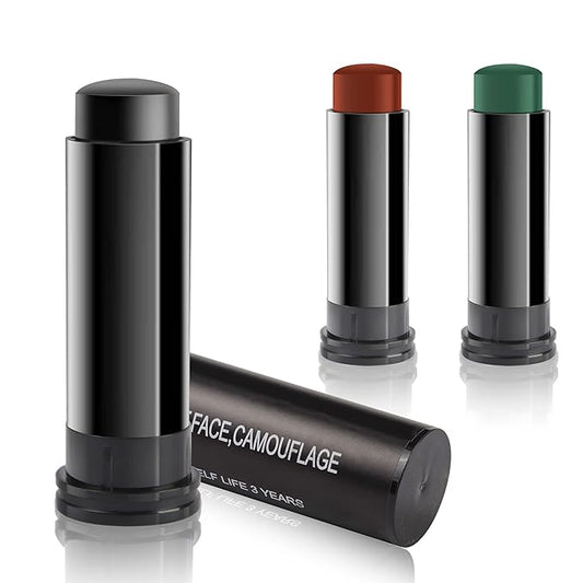 MEICOLY 3 Colors Camo Face Paint Set,Black Maroon Brown Green Eye Black Stick,Sporting Face Paint for Baseball Softball Football Lacrosse,Hunting Accessories Military Army Camo Paint