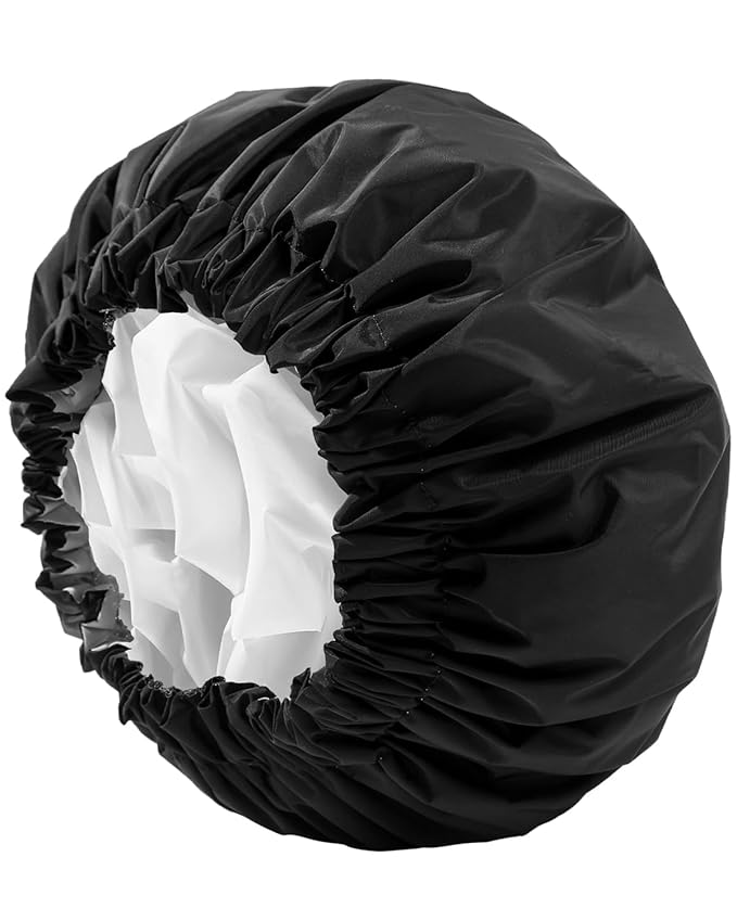 YIZIJIZI Shower Cap,Shower Caps for Women Reusable Waterproof,Two Layer Large Shower Caps Reusable Suitable for All Types of Straight Hair, Curly Hair, Long Hair,Braids (black)