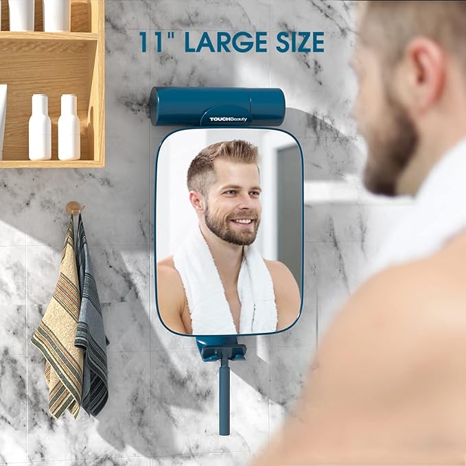 TOUCHBeauty Shower Mirrors for Men, 3X Magnification Shaving Mirror with Razor Holder, Bathroom Accessories for Men & Women 11" Size Version2.0