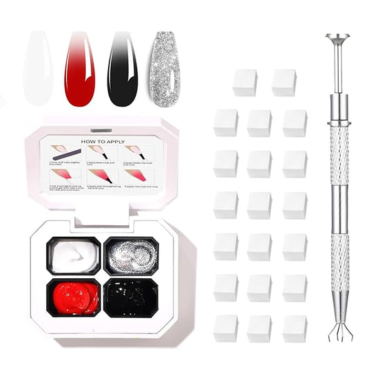 Finger Secret 4 Colors Set Ombre Gel Nail Polish,Gradient Painting GelS with 20pcs Nail Sponges for Gel Paint for Nails Art can be Painted in Salon or Home Use (k10)