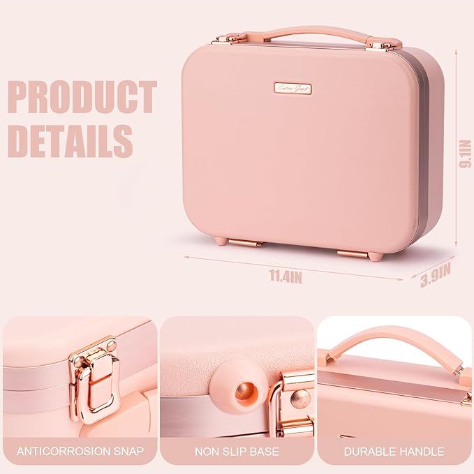 Travel Makeup Train Case With LED Lights, 3 Brightness Adjustable Portable Makeup Organizer, Professional Adjustable Divider Storage Waterproof Makeup Train Case Accessories and Toolboxes