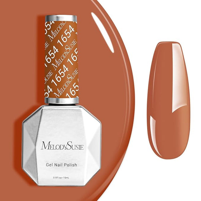 MelodySusie Transparent Brown Gel Nail Polish,0.5fl oz Nails Soak Off UV LED Cinnamon Brown Gel Polish Gift for Women Nail Art Manicure Salon DIY Nail Design Decoration at Home-1654