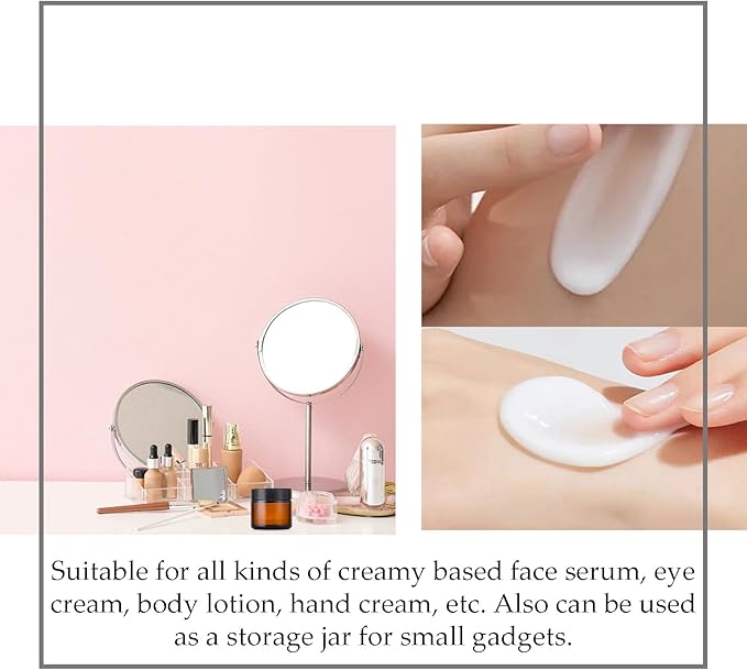 KOIBITO 2 Oz Amber Round Glass Jars with Black Lid, Empty Glass Containers with Inner Liners, Refillable Cosmetic Vials for Cream, Lotion, Ointment (12 PCS)