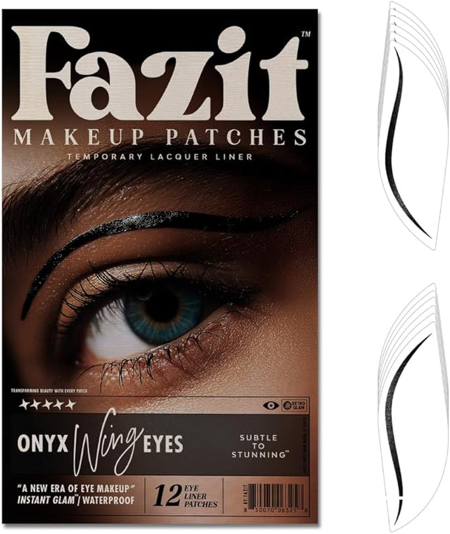 Fazit Makeup Patches - Onyx Wing Eyes - Glow Up Make-Up Patches - Cute Glitter Makeup Accessories For Women - Cosmetic Glitter For Face