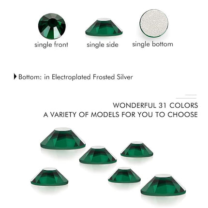 1440Pcs Dark Green Crystal Rhinestones,Glass Flatback Rhinestones Gemstones Small for Nail Face Makeup Art Crafts Clothes Decoration -(SS8,2.4mm,Dark Green)