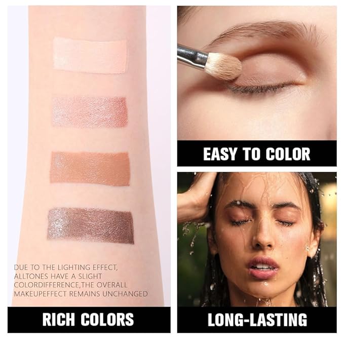 Kaely Cream Eyeshadow Quad, Nude Brown Matte Shimmer Eyeshadow Palette Makeup, Neutral Eye Shadow Palette for Older Women Pigmented Waterproof, sombras para ojos, Blendable, Cruelty-free, 03