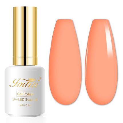 Imtiti Coral Orange Gel Nail Polish, 15ml Neon Orange Color Gel Polish Soak Off LED Nail Polish Nail Art Design Manicure Salon DIY at Home