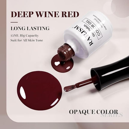 RARJSM Burgundy Gel Nail Polish 1PCS 15ML Long Lasting Opaque Milky Deep Wine Red Creamy Gelpolish Soak off U V Curing Required Nail Art French Manicure Salon DIY at Home