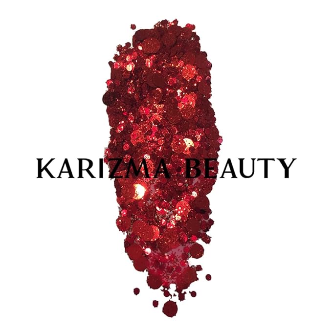Ruby Biodegradable Chunky Glitter by Karizma Beauty Red Bio Glitter Eco Glitter Face Glitter 8g