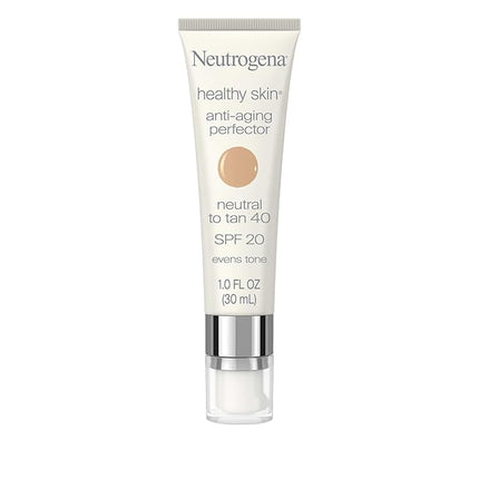 Neutrogena Healthy Skin Anti-Aging Perfector - with Retinol, Tinted Moisturizer with SPF 20 & Sheer Coverage that Smooths Skin Texture & Reduces the Look of Fine Lines, Natural to Tan (40), 1oz (30mL)