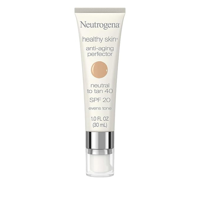 Neutrogena Healthy Skin Anti-Aging Perfector - with Retinol, Tinted Moisturizer with SPF 20 & Sheer Coverage that Smooths Skin Texture & Reduces the Look of Fine Lines, Natural to Tan (40), 1oz (30mL)