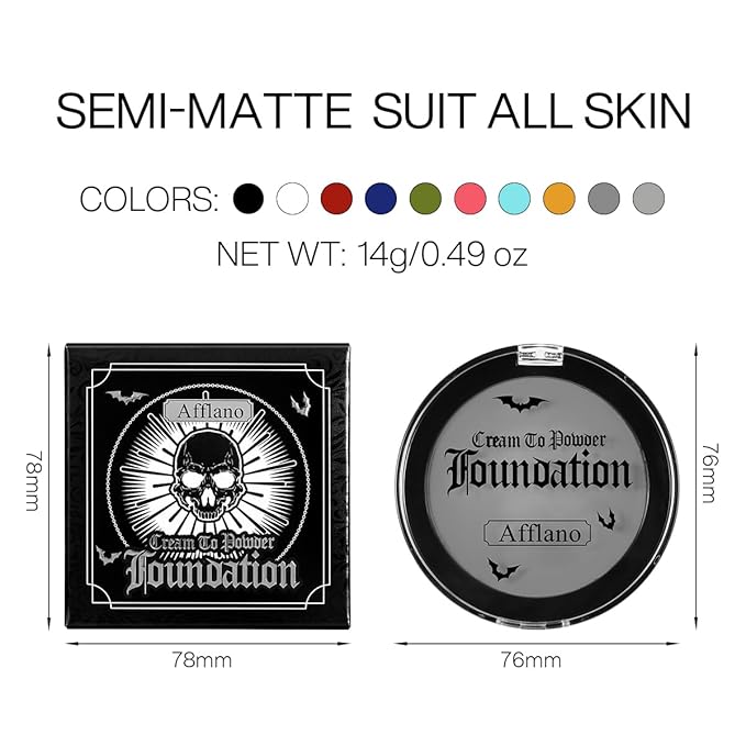 Grey Face Paint Foundation Makeup, Washable Oil Based Gothic Grey Body Paint | Waterproof Gray Contour, Non-Toxic Cream Face Painting for Halloween FX Makeup,Zombie,Corpse Bride,Clown,Cosplay,Theater