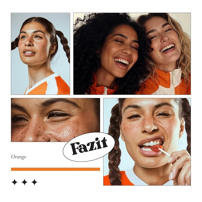 Fazit Makeup Patches - Orange Speckles - Waterproof - Temporary Face Patches for Women - 6 Count