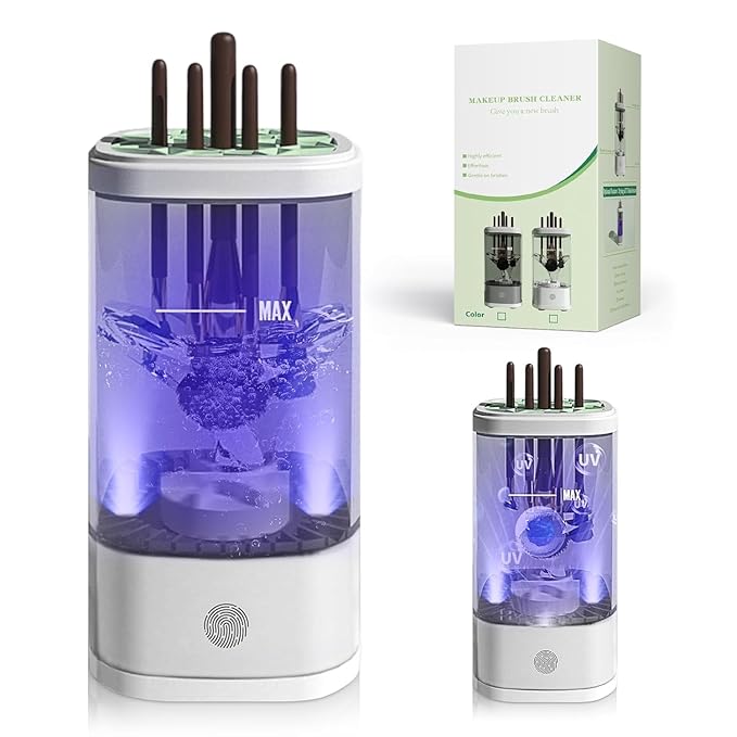 Electric Makeup Brush Cleaner - 9000 RPM Makeup Brush Cleaning Machine with Dry Function - IP65 Waterproof Automatic Makeup Brush Cleaner for Makeup Sponges and Brushes Cosmetic Brush Cleaner Plug-in