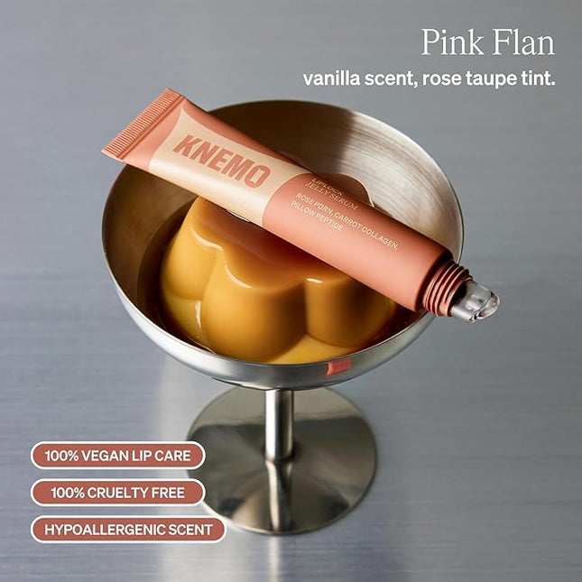 LipLock – Moisturizing K-beauty Vegan Lip Balm & Serum for Dry, Chapped Lips, Glossy Overnight Lip Mask with Rose PDRN, Carrot Collagen & Pillow Peptides (Pink Flan – Warm Taupe Tint)