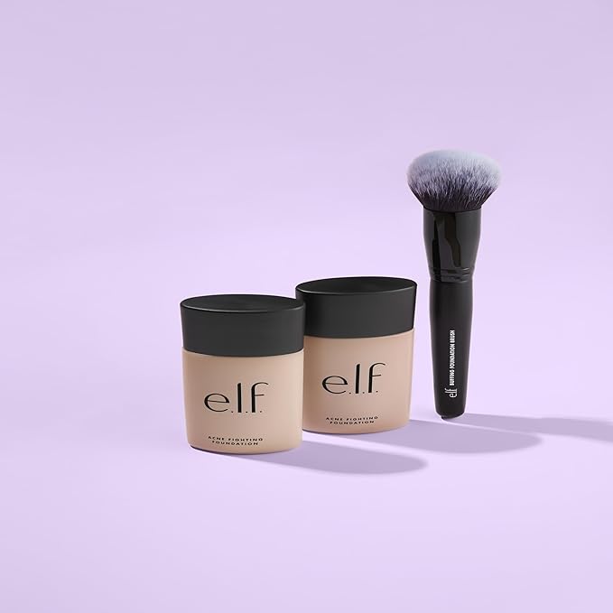 e.l.f. Buffing Foundation Brush, Tapered Makeup Brush For A Seamless-Looking Finish & Even Coverage, Vegan & Cruelty-Free