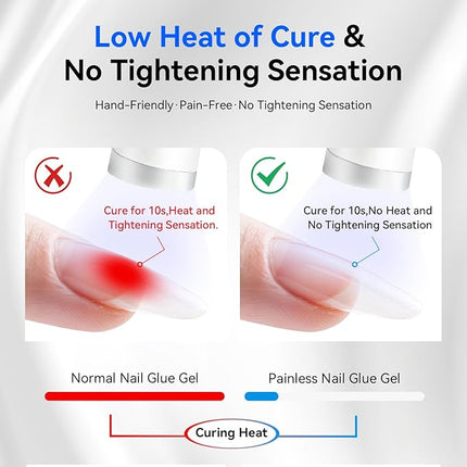 JODSONE 16.5ml Nail Glue Gel Clear and Long-Lasting Requires a Manicure Lamp to Cure for Attaching False Nails Repairing Broken Nails and Securing Decorations