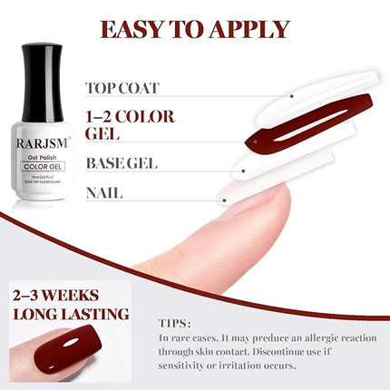 RARJSM Crimson Red Gel Nail Polish Creamy Dark Deep Red Gelpolish 15ML 1Pc Soak off Curing Required Nail Art French Manicure Salon DIY at Home Fall Winter
