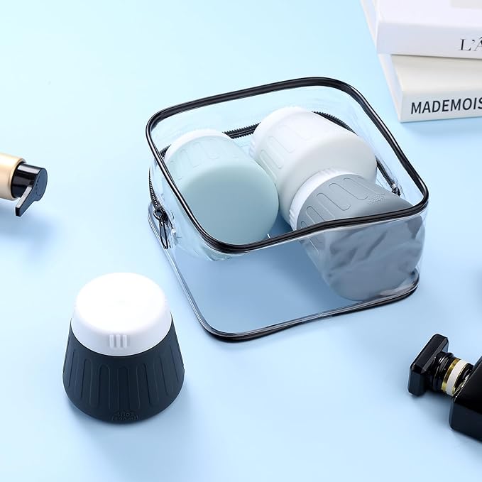 Gemice 4 OZ Travel Size Containers for Toiletries, Leak-Proof Silicone Slime Jars with Lids, BPA Free Small Round Cosmetic Slime Container for Lotion, Cream, Ointments, Travel Storage (4 Pack)