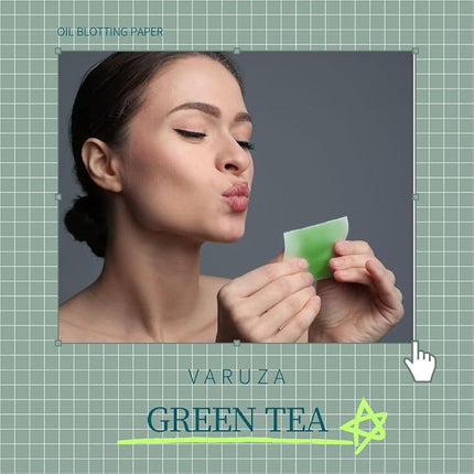 [100 Counts + Mirror Case] Green Tea Natural Oil Blotting Sheets for Face with Mirror Case