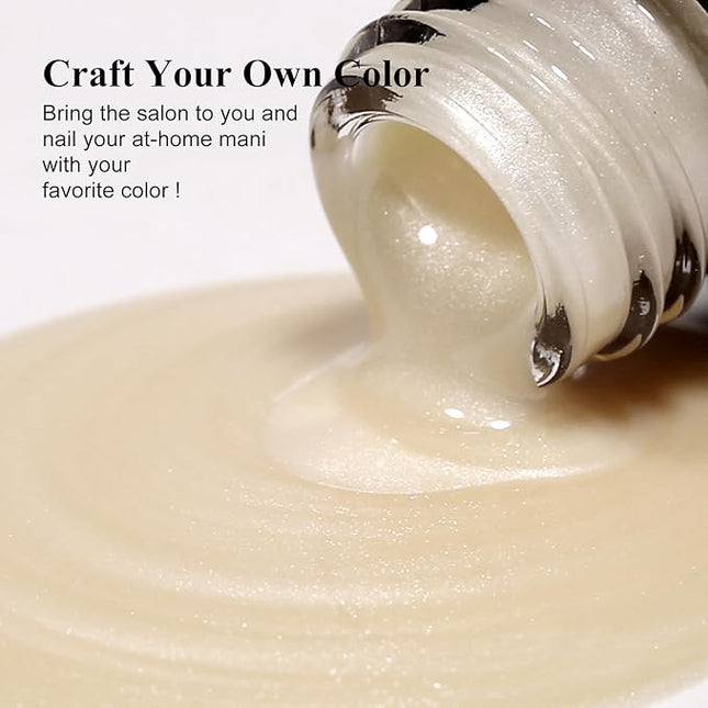 Imtiti Pearl Milky Gel Nail Polish, 15ml Light Creme Shimmer Glitter Soak Off LED Nail Gel Polish Nail Art Starter Manicure Salon DIY at Home 1 Pcs
