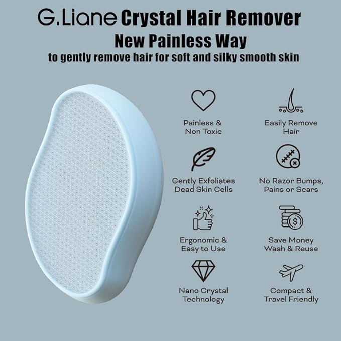 Premium Crystal Hair Eraser,Painless Exfoliation Hair Removal Epilator,Nano Glass Hair Remover for Women,Natural Gentle and Efficient Shaver Trimmer on Leg Arm(Sky Blue)