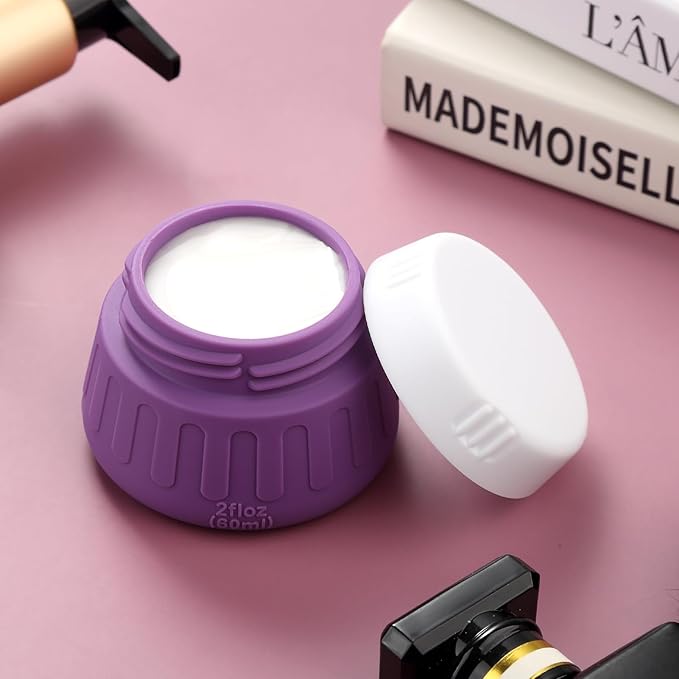 Gemice 2 oz Travel Containers for Toiletries, 4-Pack TSA Approved Travel Size Toiletries Containers for On-the-Go, Small Leak-Proof Travel Essentials Silicone Jar for Shampoo, Lotions, Cleanser