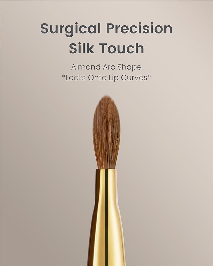 Desert Oak Series Almond Arc Lip Definer - Premium Weasel Hair for Precise Lip Lining & Blending, Luxury Bubinga Handle (CM 208)