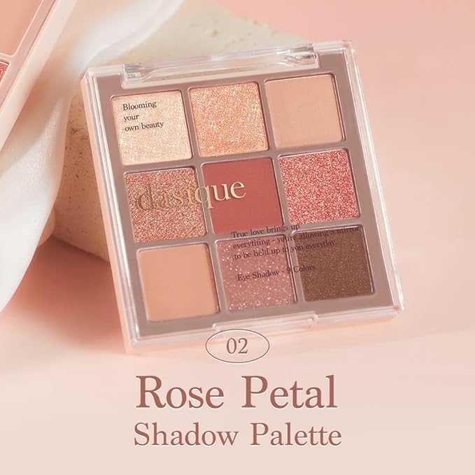 dasique Shadow Palette #02 Rose Petal I Cruelty-Free I 9 Blendable Shades in Smooth Matte and Shimmer Finishes with Gorgeous Pearls