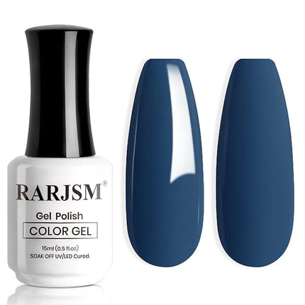 RARJSM Dark Ocean Blue Gel Nail Polish Creamy Teal Blue Gelpolish 15ML 1Pc Soak off Curing Required Nail Art French Manicure Salon DIY at Home Fall Winter
