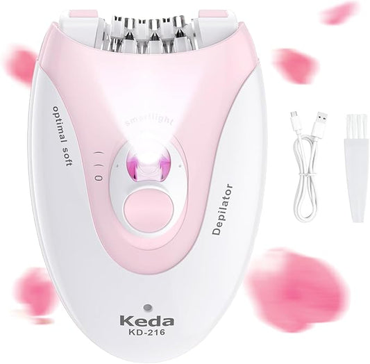 Epilator for Women, 2 Speeds Epilators Hair Removal for Women with LED Light, Hair Removal Device with 36 Tweezers，Painless Smooth Rechargeable Epilator for Face, Bikini, Arms, Legs, Armpits