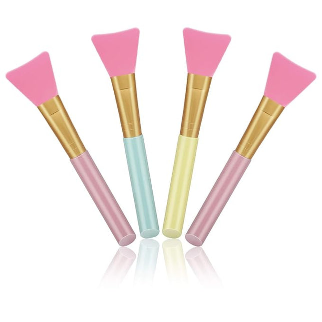 Cuttte 4pcs Silicone Face Mask Applicators, Flexible Facial Mud Masks Applicator, Hairless Moisturizers Tools, Soft Facial Brushes for Mud, Clay, Charcoal (Peach)