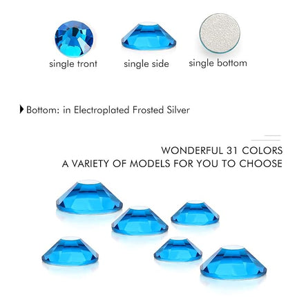 1440Pcs Blue Zircon Crystal Rhinestones,Glass Flatback Rhinestones Gemstones for Nail Face Makeup Art Crafts Clothes Decoration -(SS20,4.8mm,Blue Zircon)