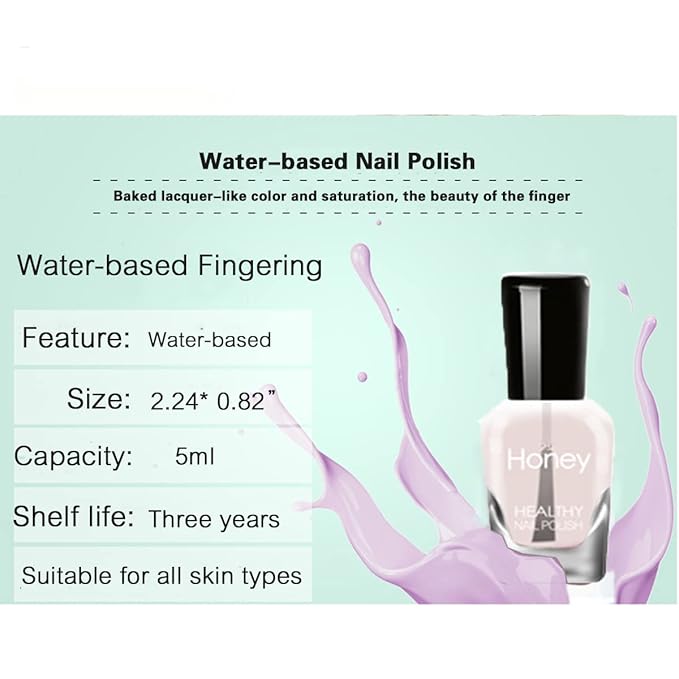 Non Toxic Nail Polish Set, Easy Peel Off and Fast Dry NailPolish Set for Pack, Eco Friendly and Organic Water Based Nail Polish for Women,Teens(18 Bottles)