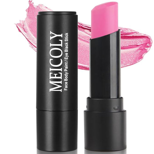 MEICOLY Pink Eye Black Stick,Eye Black Baseball/Softball/Football/Lacrosse,Waterproof and Sweatproof Eyeblack,Pink Face Body Paint Stick for Halloween SFX Cosplay Makeup,Matte Lipstick for Women Girls