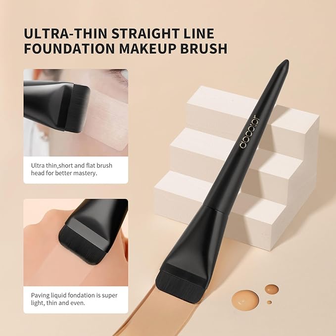 docolor Flat Foundation Brush for Liquid Makeup,Ultra Thin Liquid Foundation Brush Premium Makeup Face Brush for Blending, Cream, Thin Foundation Brush Makeup Tool Face Foundation Flat Brush, Black