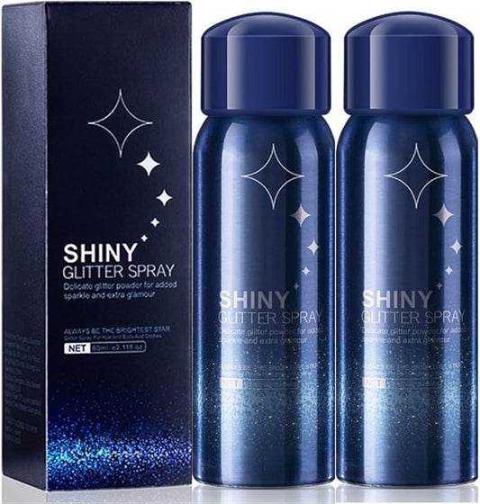 2 Pcs Body Glitter Spray, Perfect Body Shimmer Glitter Spray for Music Festival Stage Makeup and Festival Rave Hair and Face Glitter Highlighter Makeup.