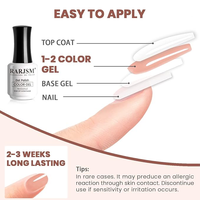 RARJSM Nude Gel Nail Polish Milky Tea Rose Neutral Nude Colors Skin Tone Gel Polish 15ml Single Bottle Sheer Jelly Transparent Polish Soak off UV LED Cured for Salon Home DIY French Manicure