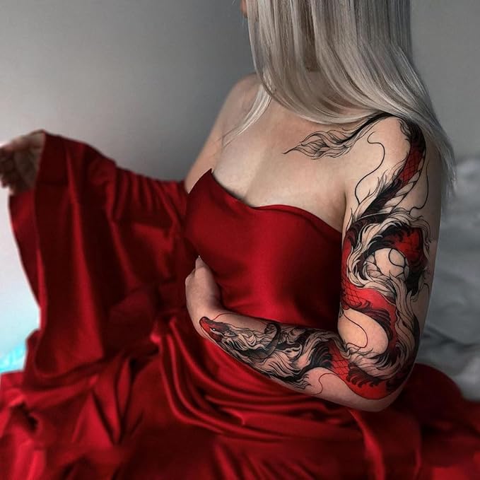 Large Temporary Tattoos Women Temporary Neck Tattoos Temporary Realistic Flower Chest Tattoo for Adults (Temporary Tattoos Sticker 52)