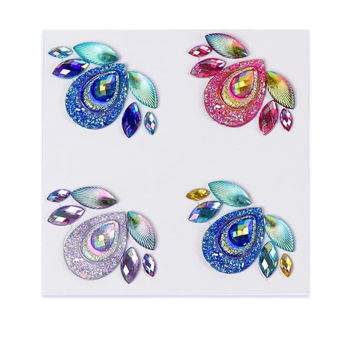 Facial Jewels Stickers, Makeup Accessories, Reusable Rhinestone Gems for Face Decoration, Stage Makeup, Party Glam (Face Gems(023))