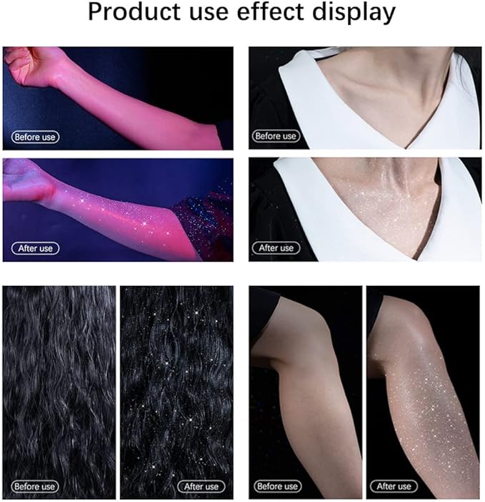 Body Glitter Spray, Perfect Body Shiny for Music Festival Rave Stage Makeup Hair and Face Shimmer Glitter Spray. 2.11 Oz