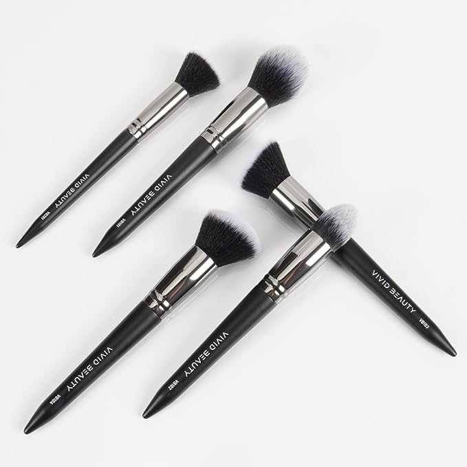 5pcs Face Makeup Brush Set - Ideal for Setting Powder, Blush & Contour - Fluffy Brushes Enhanced Powder Pickup for Smooth, Natural Application, A Collection Designed for Cheeks Make up (Black)