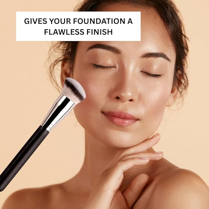 Foundation Makeup Brush and Concealer Brush Duo, Under Eye Concealer Makeup Brush, Angled Cosmetic Brush For Blending, Concealing, Contouring Makeup, 2 Piece Set (106 206)