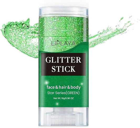 Green Body Glitter Stick, Holographic Glitters Green Accessories Music Rave Festival Party Glitter Gel.