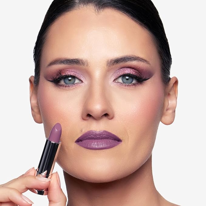 OFIR Lip Rouge Satin Hydrating Lipstick | Full Coverage Cream Lipstick for Long Wear Comfort | Lightweight Lip Satin Finish with Shea Butter| Go There! - Muted Purple 0.12 oz