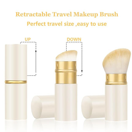 Falliny Retractable Kabuki Makeup Brush, Angled Travel Powder Foundation Blush Brush Makeup Brush for Blush, Sunscreen,Bronzer, Buffing, Concealer,Highlighter, Powder Cosmetics