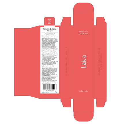 Laka Fruity Lip Glotioner, 10ml/0.33 fl.oz, Lip Gloss with High Shine Vivid Colors, Jelly tip for Hygienic & Easy Application, K-Beauty (#703 Apri)