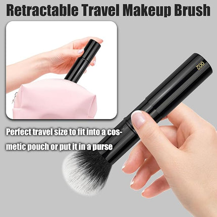 JILIER Retractable Kabuki Makeup Brushes 2 Pcs, kabuki Brush for Powder Foundation, Blush, Bronzer, Buffing, Liquid, Cream, make up brushes for women with Cover